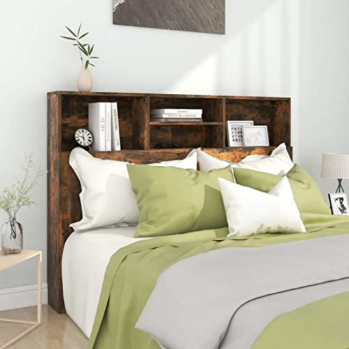 ZEYUAN Kopfteil, Bettrückwand, Bettkopfteil Bezug, Bett Kopfteil, Bett Rückwand, Headboard Cover, mit Stauraum Räuchereiche 140x19x103,5 cm