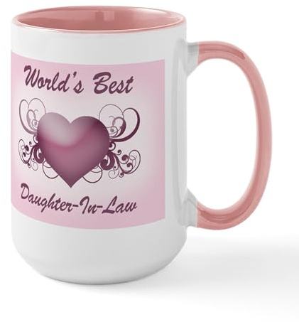 CafePress World's Best Daughter in Law (Heart) Large Mug 15 oz (444 ml) Ceramic Coffee Mug