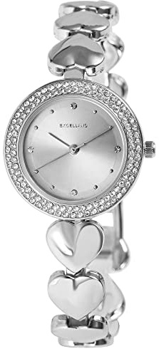 Excellanc Damen-Uhr Metall Gliederarmband Simili Analog Quarz 1800250 (silberfarbig)