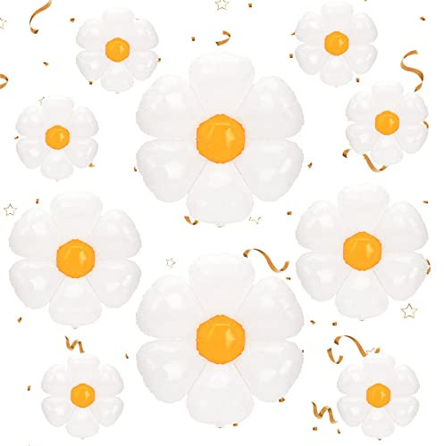 10 Stück Gänseblümchen-Ballons Blumen-Ballons Gänseblümchen-Folienballons Verschiedene Größen-Packung Ballons Gänseblümchen-Heliumballons für Kinder Mädchen Geburtstagsfeier Blumen-party Babyparty