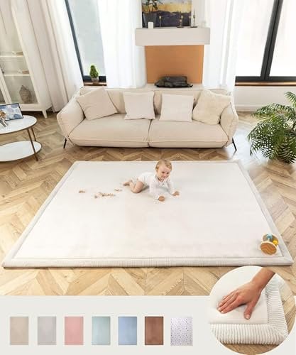 Wolkenweiche Spielmatte Baby 200x150x2,5cm, grau – Kinderzimmer Teppich mit hochwertigem Memory-Schaum – Krabbelmatte Baby mit Rutschfester Unterseite – Krabbeldecke, Kinderteppich, Tatami Matte