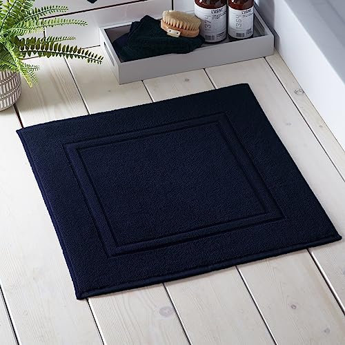 Drift Home - Tapis de Bain Bleu Marine (50 x 50 cm) - Doux et Absorbant - Tapis de Salle de Bain Haut de Gamme 550GSM - Coton Durable - Recyclé - Lavable en Machine - Tapis de Bain Bleu Marine