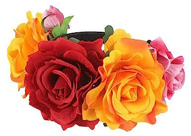 Haarreif Dia de los Muertos Halloween Rosen Haarreifen,Tag der Toten Blumenkrone, Mexikanische Blumen-Haarbänder Stirnband,Damen Haarband Party Kostüm Rose Blume Krone Kopfschmuck Cosplay Haarschmuck