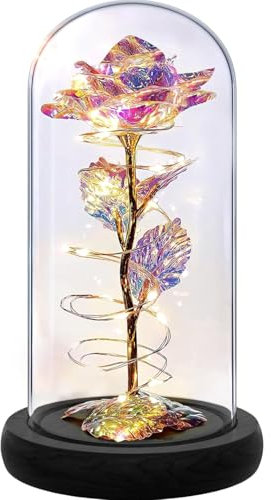 Premium Galaxy Rose Blume Geschenke für Frauen, 6-Stunden-Timer – Valentinstagsgeschenke für Sie – Valentinstagsrosen, Geburtstagsgeschenke für Frauen – Glasrose beleuchtete Blumen – verzauberte Rose