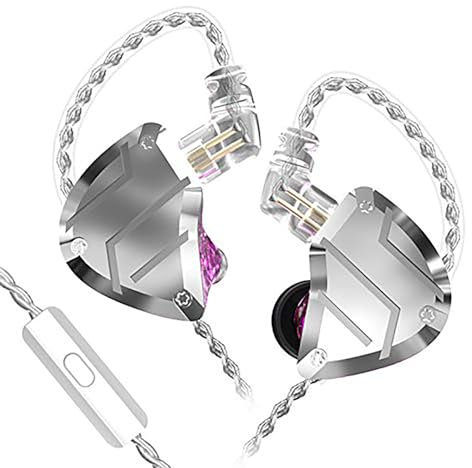 FEDAI CCA C10 PRO in-Ear Earphones, 4BA+1DD in Ear Monitor Hybrid HiFi Stereo Noise Isolating IEM Wired Earphones/Earbuds/Headphones with Detachable Cable CPin (with Mic, Purple)