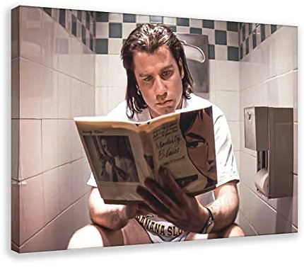 ZAPORA Pulp Fiction, Vincent Vega Toiletten-Szene, Leinwand-Poster, Schlafzimmer-Dekor, Sportlandschaft, Büro, Raumdekoration, Geschenk, Rahmen-Stil, 40 x 60 cm