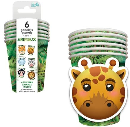 SV SURPRISEZ-VOUS Gobelets - Animaux de la Jungle Baby - Lot de 6