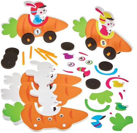 Baker Ross FX979 Häschen- und Karotten-Bastelsets - Packung mit 5, Oster-Schaumbastelsets für Kinder