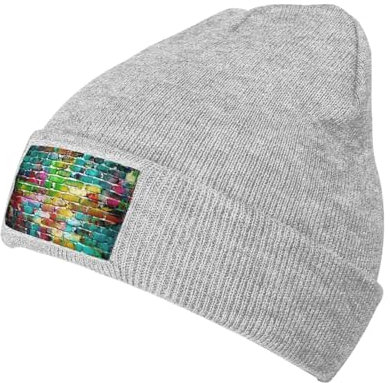 DURAGS Graffiti-Mütze aus Wolle, bunt, modisch, für Erwachsene, Strickmütze, Unisex, krempellos, lässiger Hut für Sport und Outdoor-Aktivitäten, Bunte Graffiti-Steine, Einheitsgröße