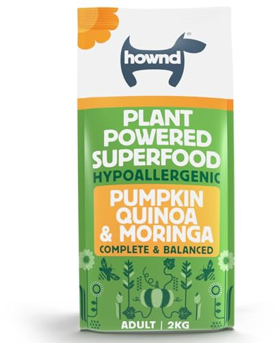 HOWND Vegan Dog Food - Complete Plant Powered Superfood Hypoallergenic Adult Dog Food - Pumpkin & Quinoa Flavor - 2KG