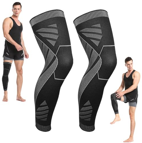 Flytex Manchon de compression pour jambes complètes, manchons de compression Flytex V2 pour genoux et jambes, manchons de compression pour homme et femme, xl, M