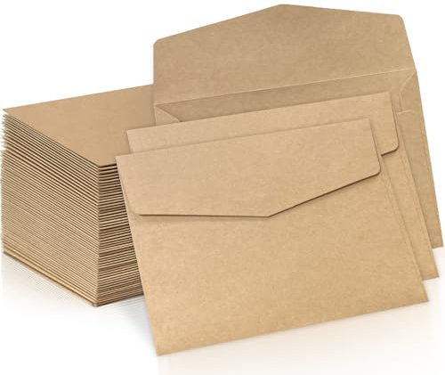 Senbaler 55 Blätter Briefumschläge Kraftpapier DIN C6 Umschläge Ohne Fenster Farbig für Postkarte,Briefköpfe,Grußkarten,Einladung, Geburtstagskarten,16.4×11.2cm