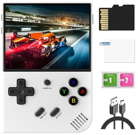 RG35XX Plus Console Portatile, 64G+128G 10000+ Giochi 3,5 Pollici IPS Schermo Emulatore Console, Videogiochi Portatili Supporta 5G WiFi Bluetooth e TV Output, Batteria 3300mAh Retro Console