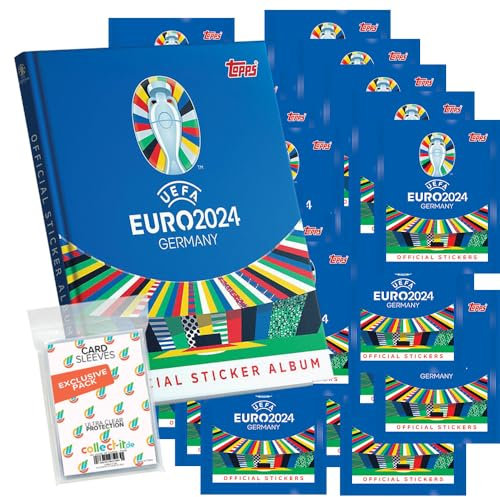 Bundle mit UEFA Euro 2024 Germany - Sammelsticker - 1 Hardcover Album + 50 Tüten + Exklusive Collect-it Hüllen