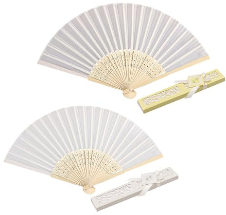 TYGFRT 2 Pieces Folding Hand Fan, Hand Folding Fan, Manual Fan, Chinese Fan, Fabric Handheld Fan, Wooden Folding Fan, Fabric Handheld Fan, Chinese Bamboo Crafts, Chinese Folding Fan
