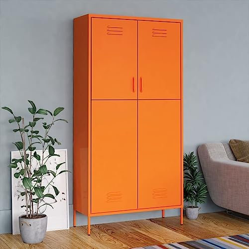 Willood Kleiderschrank Garderobenschrank Dielenschrank Schlafzimmerschrank Stahlschrank Lagerschrank Mehrzweckschrank Schrank Orange 90x50x180 cm Stahl