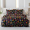 Cotton Market Bettwäsche - Baumwoll-Mikrofaser Weihnachts-Set - 2 Teilig: Bettbezug 135x200 cm und Kissenbezug 70x80 cm - Neon, Schwarz