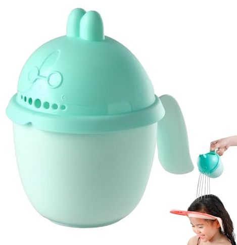 Babyhaar Waschbecher - PP-Material und Grün | Shampoo Rinser Waschbecher | mit 7 Wasserlöchern, bequemer Haarspülbecher für Kinder, perfekt zum Spülen von Kleinkindern, 16 x 11 cm, Gewicht 120 g