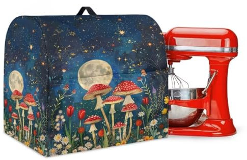 LVEWYB Mushroom Mixer Cover, Stand Mixer Moon Print Covers with Pockets,kitchen aid mixer covers for stand mixer 4.5-5 qt,Suitable for Kitchen Mixers Cover Coffee Maker