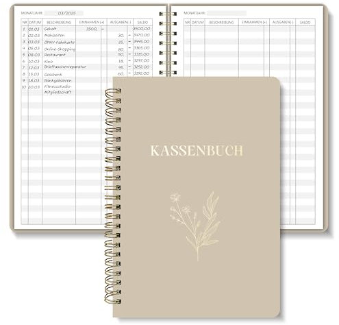 BIROYAL Kassenbuch A5-120 Seiten Haushaltsbuch, Budget Planner & Kassenbücher - Einnahmen Ausgaben Buch - Haushaltsbuch zum Eintragen - Kassenbuch Kleinunternehmer- Ausgaben Tracker Finanzplaner