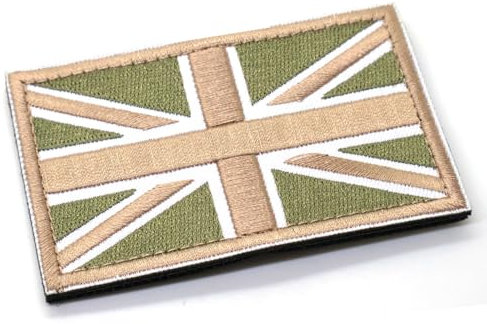 Green and Tan Union Jack Flag Patch British Military Hook and Loop Emblem 8x5cm Army Airsoft Badge MTP Multicam CP UK
