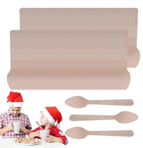 Adorable Wooden Spoons, Wooden Spoons Hot Cocoa Spoons, Hot Cocoa Wooden Cutlery, Wooden Candy Dog Spoons, Wooden Cutlery Spoons 100x Marshmallow Candy Dog Spoons for Hot Cocoa Candy Baking