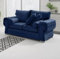 Samt-blaues 2-Sitzer-Ecksofa-Set mit Zierkissen