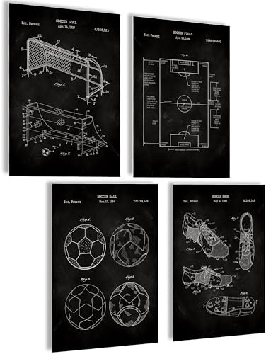 mojoliving Fussball Poster Fussball Geschenke Fussball Deko Fussball Deko Geburtstag Fussball Deko Zimmer Poster Sport Fussball Bilder für die Wand Fussball Bild (Soccer Patent)