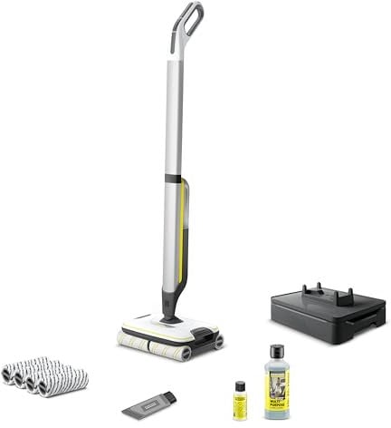 Kärcher Hartbodenreiniger FC 7 Cordless Plus Stone, kabelloser Bodenreiniger mit 4 rotierenden Mikrofaserwalzen + 2 extra Steinwalzenpaare, Akkulaufzeit: ca. 45 min, Fläche pro Ladung ca. 175 m²