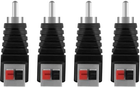 AXFEE Adaptador de Cable RCA a Altavoz, 4 Piezas RCA Macho Conector Adaptador, Phono R-CA Macho a AV, Audio Video Conector Adaptad-or, para Sistema de Cámara de Seguridad CCTV
