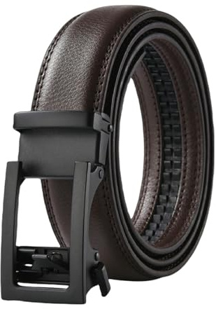 CMZYBBD GüRtel Herren Herren -echte Leder Automatische Schnallengürtel - Stilvoller Lässiger Und Formeller Gürtel Für Anzüge, Jeans, Hosen - Einstellbares, Klassisches Design-schwarzbraun-125 cm