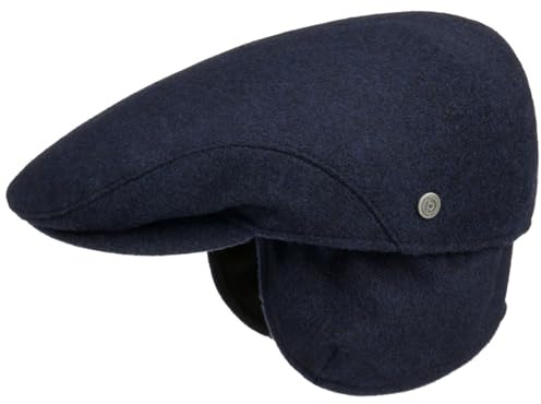 bugatti Windstopper Sportmütze Herren - Made in the EU Schirmmütze Schiebermütze Herrencap mit Schirm, Ohrenklappen, Futter, Futter Winter Herbst-Winter - 55 cm dunkelblau