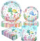 60PCS Ocean Plates and Napkins Under The Sea Decorations for 16 Guests Dinner Desserts Plates Sea Animal Underwater Beach Pool Summer Baby Shower Birthday Party Supplies