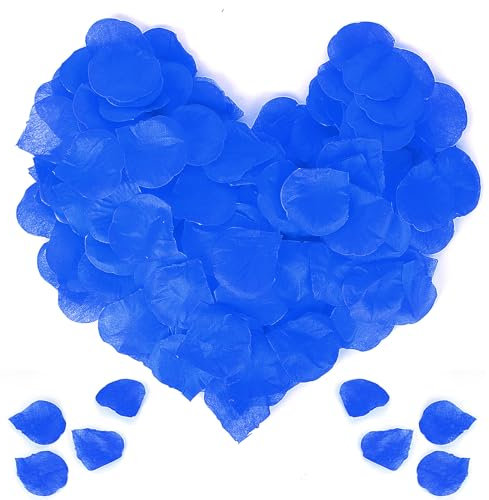 QOEOTUY 1200 Pièces Rose Artificielle - Petale de Rose Decoration pour Mariage, Saint Valentin, Ambiance Romantique (Bleu)