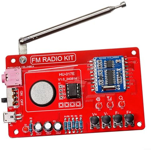 FM Radio Kit Soldering Practice Kit, Soldering Practice Kits 87-108MHz Circuit Board Electronic Soldering Practice Set With 3.5mm Audio Jack For Beginners (Without Case)