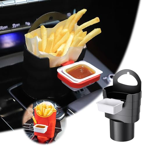 Universal Car Sauces Holder - ABS French Fry Cup Holder with Non-Slip Base, Snack Tray for Drive Thru & Road Trips, Car Interior Accessories (1pc)