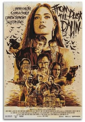 Poster From Dusk Till Dawn, ästhetische Wandkunst, Leinwand, dekoratives Gemälde, Vintage-Poster für Wohnzimmer, Schlafzimmer, Dekoration, 20 x 30 cm, ungerahmter Stil