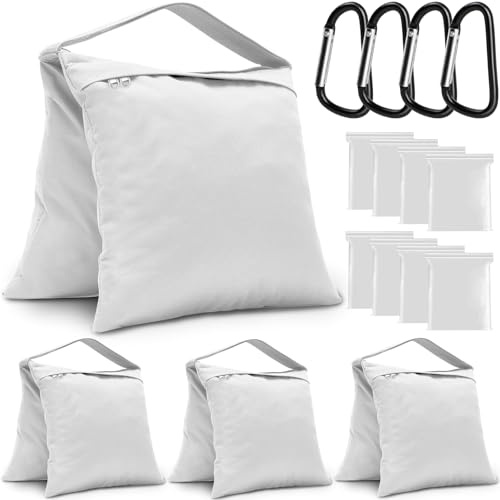 4-Pack White Sandbag Weight Bag for Light Stand Photography Video Equipment | Heavy Duty Saddlebags for Backdrop Stand, Photo Tripod, Canopy, Pop up Tent, Umbrella Base, Fishing Chair, Picnic Table