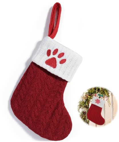 GNHG Gestrickt Weihnachtsstrumpf Alphabet Socken Weihnachtssocken Deko Weihnachten Strumpf Kamin Nikolausstiefel Nikolausstrumpf Für Weihnachtsdekoration Weihnachtsbaumschmuck(Fußspuren)