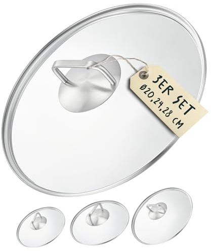 SILBERTHAL Pfannendeckel Set 20, 24, 28cm - Universell einsetzbar | Glas, Edelstahl - Deckel für Bratpfanne, Servierpfanne oder Wok