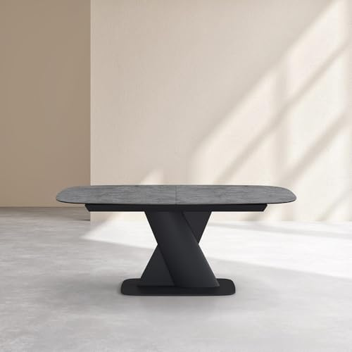 Habitat - Table rectangulaire Extensible en céramique - Gris minéral Perama