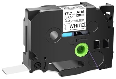 Schrumpfschlauchband, kompatibel mit Brother HSE-231, HSE-631, 251, 241, 6/9/12/18/24-mm-Farbbändern for P-Touch Maker(Black on White,12mm)