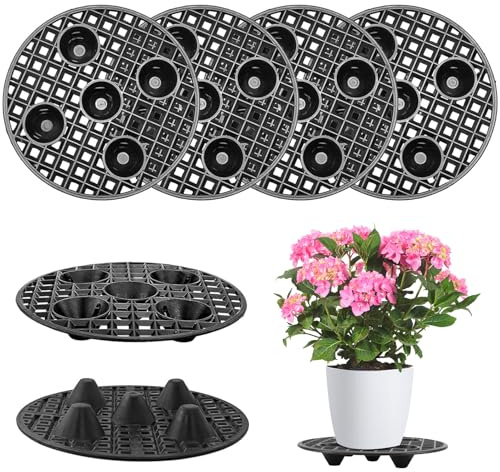 Infreecs 6 Stück Blumentopf Untersetzer 30cm Rund, Topfuntersetzer Pflanzen, Blumentopfgitter Mesh Pads Gittermatte, Drainagegitter für Topfpflanzen Bonsai, Innen- und Außenbereich Balkon Garten