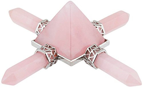 AITELEI - Generatore di energia piramidale di quarzo rosa Reiki, chakra guarigione pietra di cristallo, pietra di quarzo roccia piramide quattro direzioni Reiki, Wicca ed energia