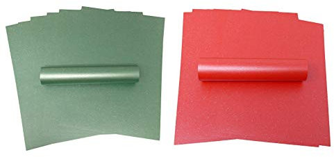 A4-Karte, schillernd, glitzernd, 300 g/m², für Bastelarbeiten, Kartenherstellung, Weihnachtskarten, Basteln, 10 Blatt (rot + grün, je 10 Stück)