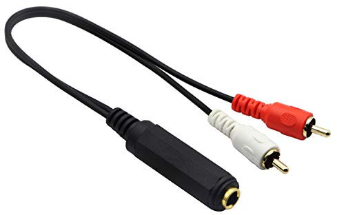 zdyCGTime Y Splitter Extension Adapter Cable,6.35mm to 2 RCA Y Splitter Cable,Gold-Plated 6.35mm (1/4 inch) TRS Female to 2 (Dual) RCA Male Stereo Audio.(30CM/1Pack)