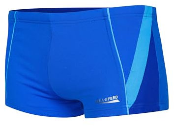 Aqua Speed Boxer-Badehose kurz für Jungen + gratis eBook | Jungs Schwimmhosen eng | Kinderbadehose Sport | Gr. 152 | 42. Marineblau Blau | Diego