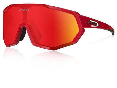 Queshark Cycling Glasses, Sports Sunglasses, Polarized Cycling Glasses with 3 Interchangeable Lenses | 29g TR90 Lightweight | UV400 Protection, for MTB, Cycling, Running, Driving, E-Bike