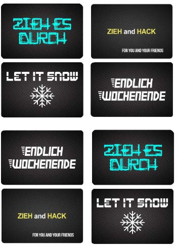 „LET IT Snow“ oder „ZIEH ES DURCH“ oder „ENDLICH Wochenende“ Karte im Carbon Lock im EC-Karten/Personalausweis Format für ihre Brieftasche Schnupfset Sniff Snuff Bullet (Mixed Order, 8er Pack)