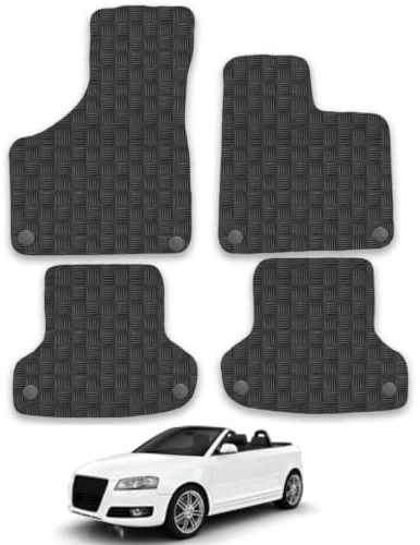 Audi A3 (2003-2012) [Convertible] 3mm Rubber Car Mats | Tailored Fit Durable Floor Mats Full Coverage Protection Waterproof Accessories Easy Clean Anti Slip Made in the UK
